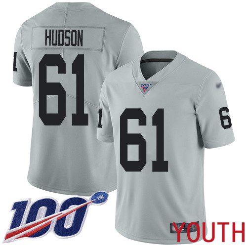 Oakland Raiders Limited Silver Youth Rodney Hudson Jersey NFL Football 61 100th Season Inverted Jersey